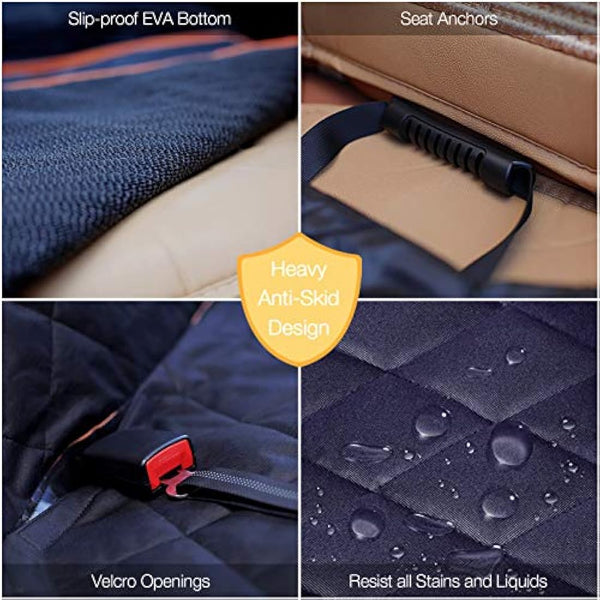 iBuddy Car Seat Covers for Back Seat, 100% Waterproof, Heavy Duty and Nonslip, Compatible with Most Cars, SUVs, Trucks, Black, Universal Fit