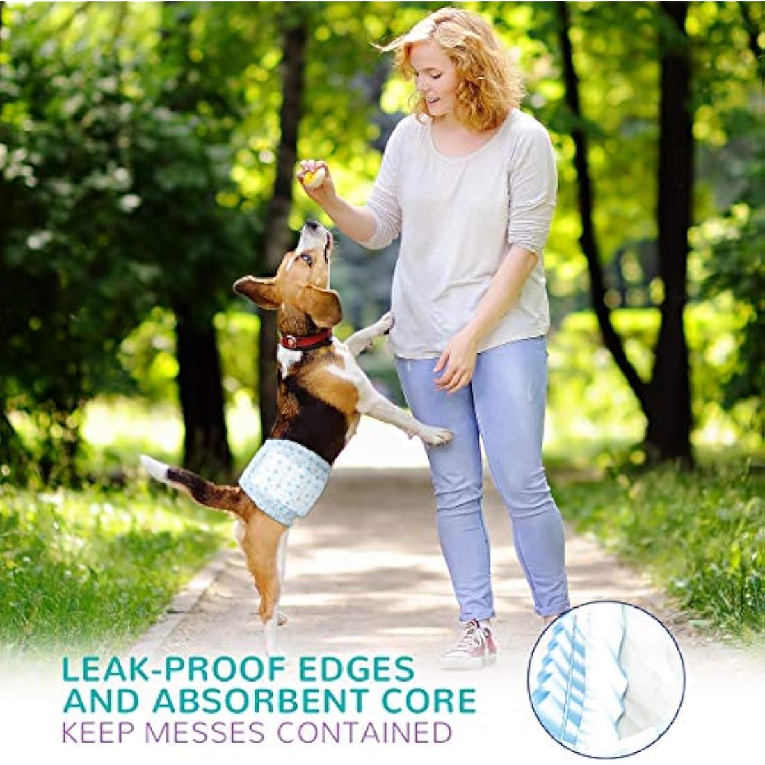 Flying Paws Male Dog Nappies, XS-60 Disposable Dog Wraps for Puppy Incontinence Super Absorbent Male Wraps, Soft Cotton, Stereoscopic Edge Fit for Potty Training, Travel