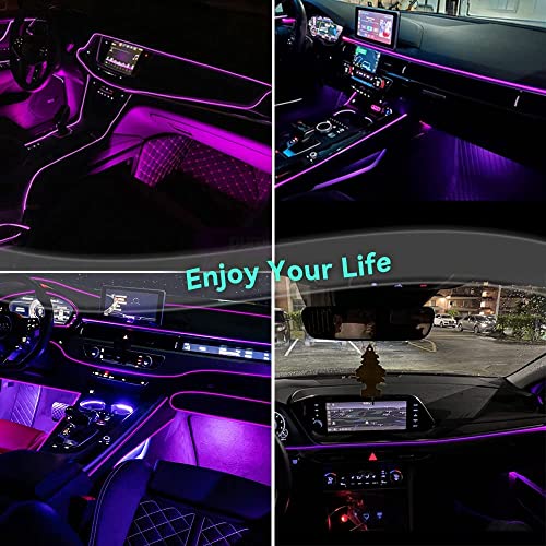 Keiurot El Wire Car Lights Neon Light for Car USB Ice Blue 10M/32Ft Car Ambient Lighting Atmosphere Car Led Interior Strip Light Sewing Edge Decoration Dashboard Lights Strip LED Trim Light