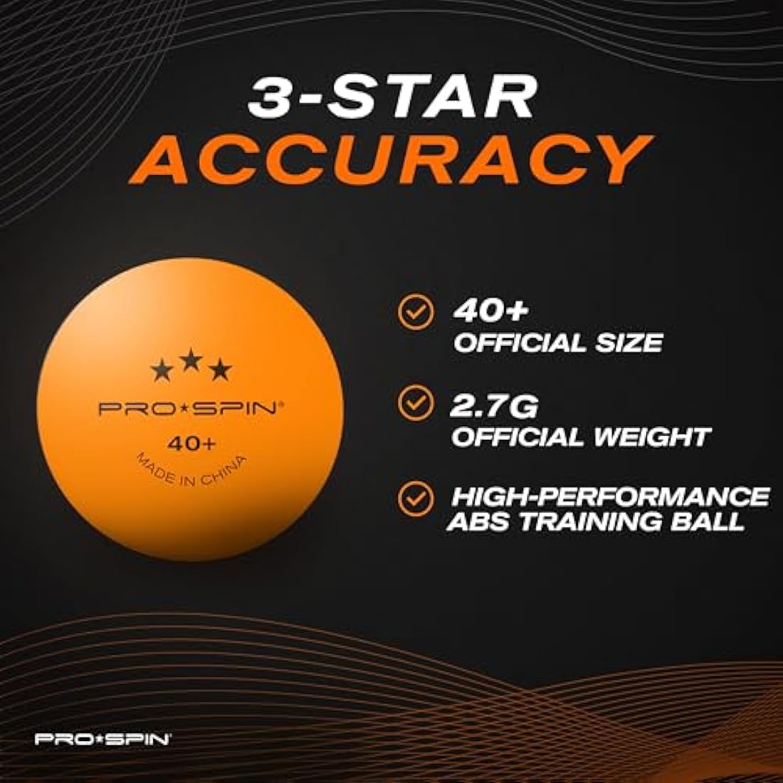PRO SPIN Ping Pong Balls - Orange 3-Star 40+ Table Tennis Balls | High-Performance ABS Training Balls | Ultimate Durability for Indoor & Outdoor Table Tennis