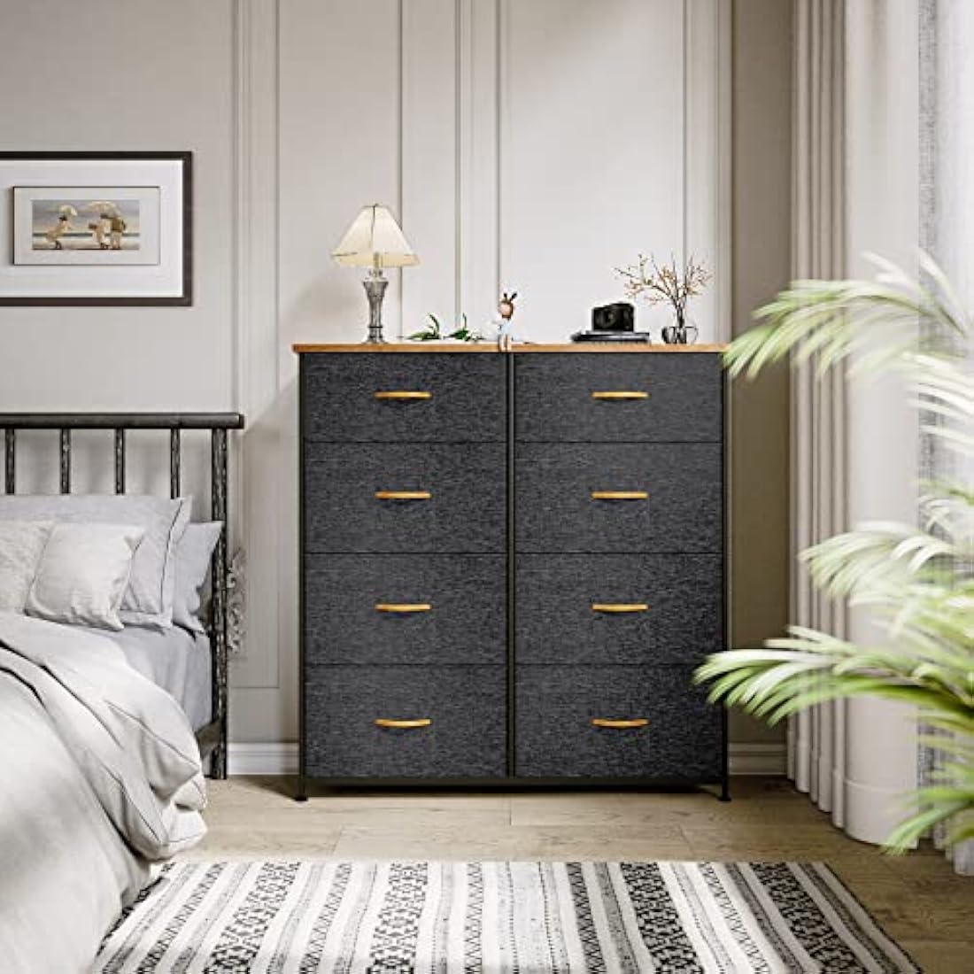 YITAHOME Chest of Drawers, Fabric 8-Drawer Storage Organizer Unit for Bedroom Living Room Closet, Sturdy Steel Frame, Easy Pull Fabric Bins & Wooden Top, Fabric Dresser