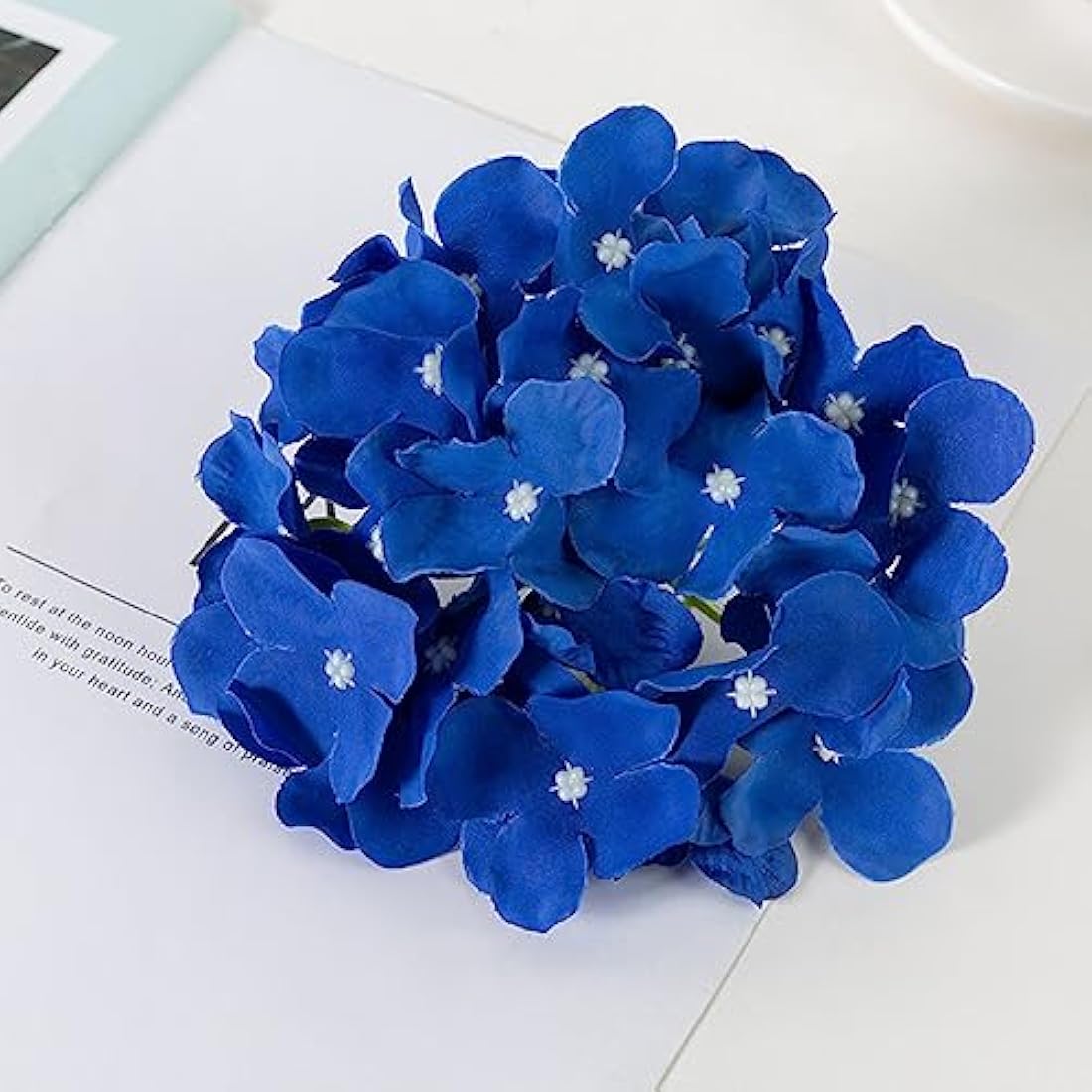 FagusHome 30 Pcs Silk Hydrangea Heads Artificial Flowers Heads and Stems Fake Hydrangea Flowers for Home Wedding Decor (Dark Blue)