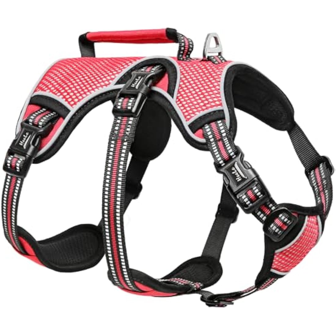 HEELE Dog Harness - Escape Proof, No Pull Reflective Adjustable Vest with Durable Handle, Large/Active Dogs, Red