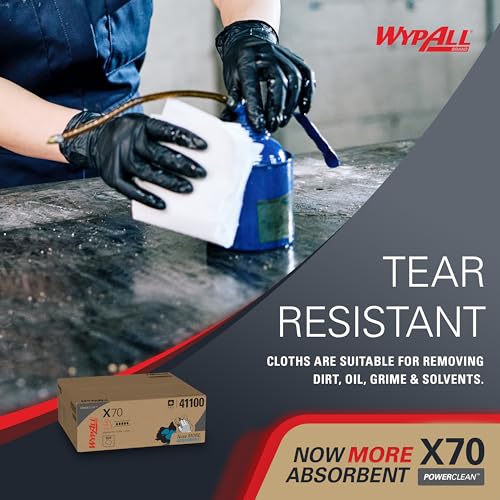 WypAll X70 Power Clean Cleaning Cloths 8381 - Reusable Cloths - 1 Right Rag Box x 300 White, Absorbent Cloths