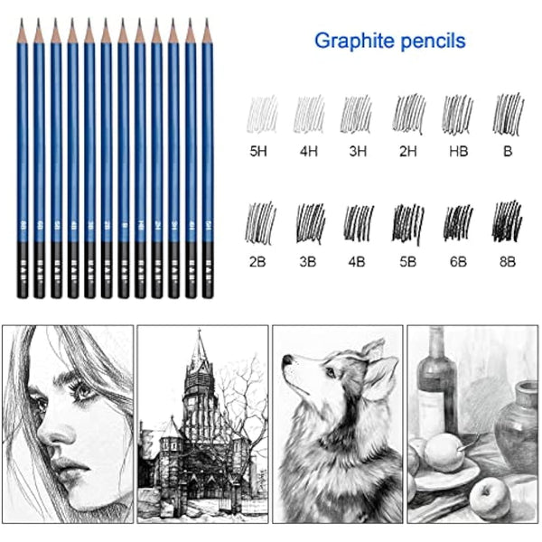 H & B 70 Pack Sketching Pencil Set with Sketchbook, Professional Sketch Pencils for Drawing, Art Supplies for Adults, Artists, Beginners