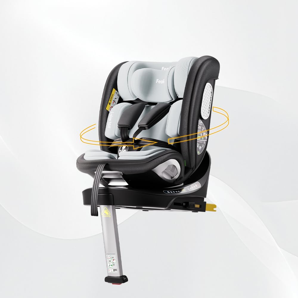 360 Car Seat with ISOFIX - for Newborn to 12 Years Children, i-Size (ECE R129/E4) Rotating Swivel Baby Car Seat,Group 0+1/2/3 (40-150cm),Rear Facing for Longer from Birth to 4 Years.Black.