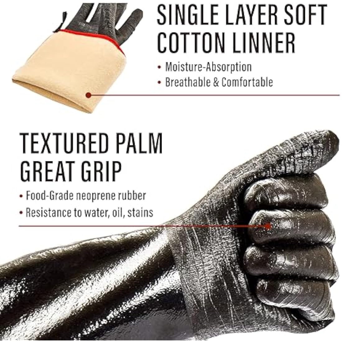 RAPICCA BBQ Gloves,17IN 932℉ Heat Resistant For Grill,Smoker,Cooking,Pit,Barbecue,Textured Palm Handle Greasy Food on Your Fryer,Grill,Oven Without Slip,Waterproof,Oil Resistant,Very Easy to Clean(XL)