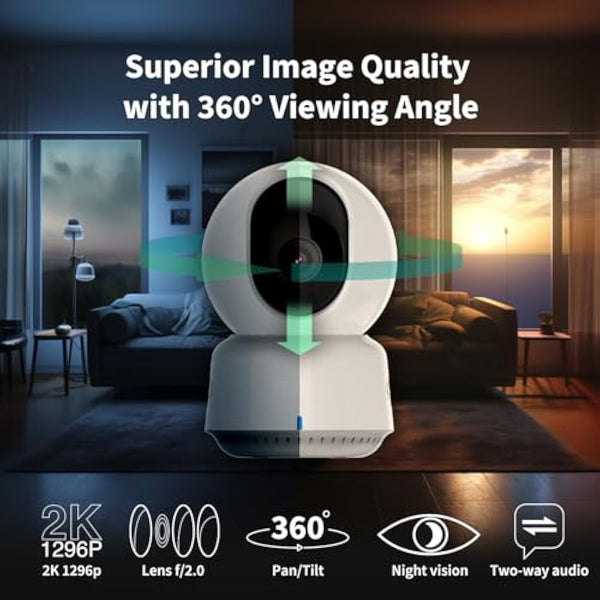 Aqara 2K Indoor Security Camera E1, Pan & Tilt, HomeKit Secure Video Indoor Camera, Two-Way Audio, Night Vision, Person Tracking, Wi-Fi 6, Plug-in Cam Supports HomeKit, Alexa, Google Home and IFTTT