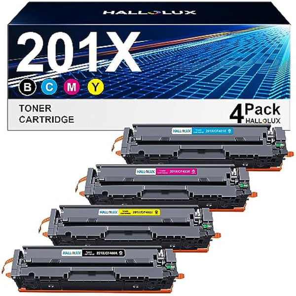 HALLOLUX 201A 201X Toner Cartridges - High Yield 4 Pack Replacement for HP 201X 201A Compatible with HP Color Laserj Pro MFP M252dw M277n M252n M274n M274dw Printers (Black Magenta Cyan Yellow)