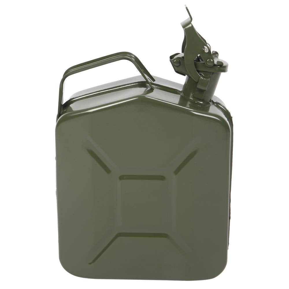Bonnlo 20L Petrol Can Fuel Oil Storage Can Metal Jerry Diesel Tank with Flexi Spout For Diesel, Petrol, Oil Container (Green)