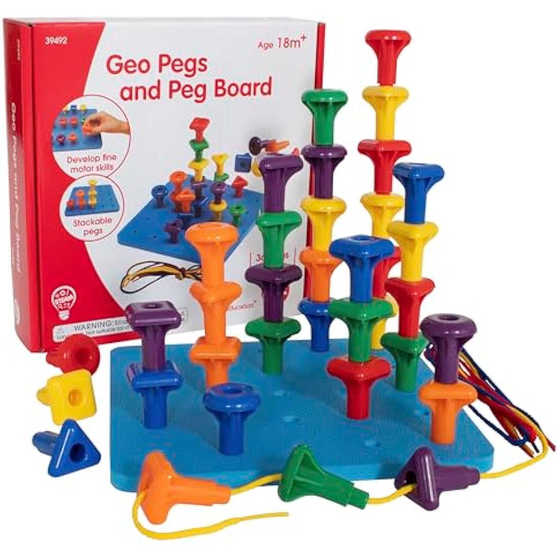 edx education 75112 Childrens Giant Geo Pegs and Board Set