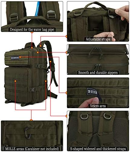 Doshwin 40L Military Backpack Tactical Army Assault Pack Molle Camo Rucksack for Camping Trekking Travel Hiking