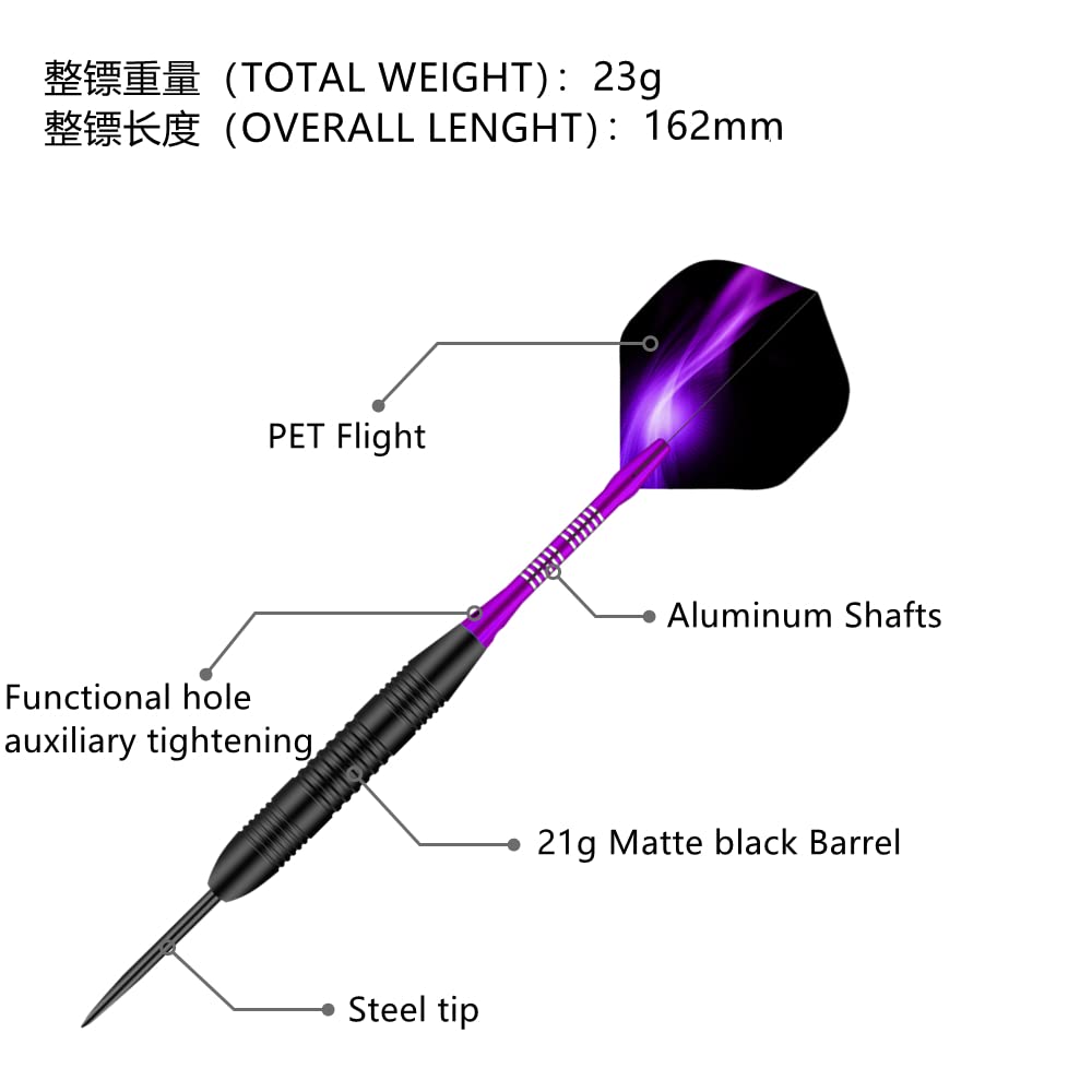 Steel Tip Darts Set,3 Pack Professional Dart with Aluminum Shafts and Darts Case