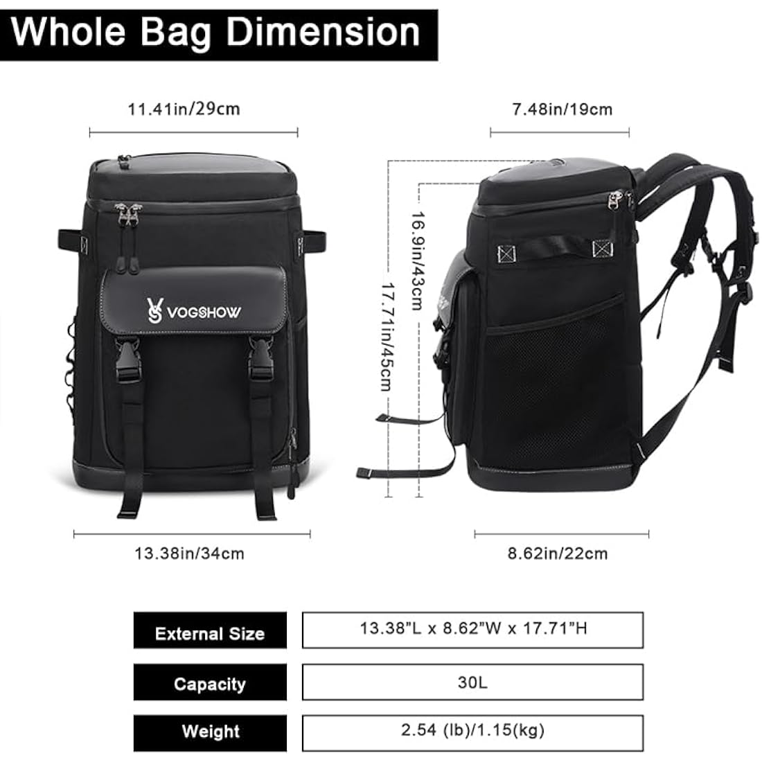 Vogshow 30L Cooler Bag Picnic Backpack Large Capacity Waterproof Cool Bag Rucksack Leakproof Insulated Backpack Cooler for Camping, Party, BBQ, Family Outdoor, Shopping, Beach, Fishing