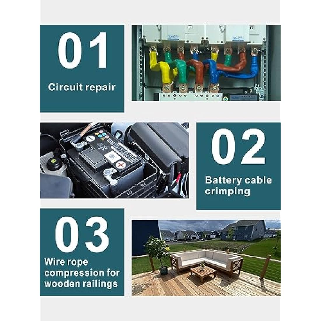 Hand Operated Hydraulic Crimping Tool Range 12 AWG-2/0 AWG for Cable lugs Hydraulic Crimping Crimper Wire Terminal Lug Tool with 9 Pairs Dies