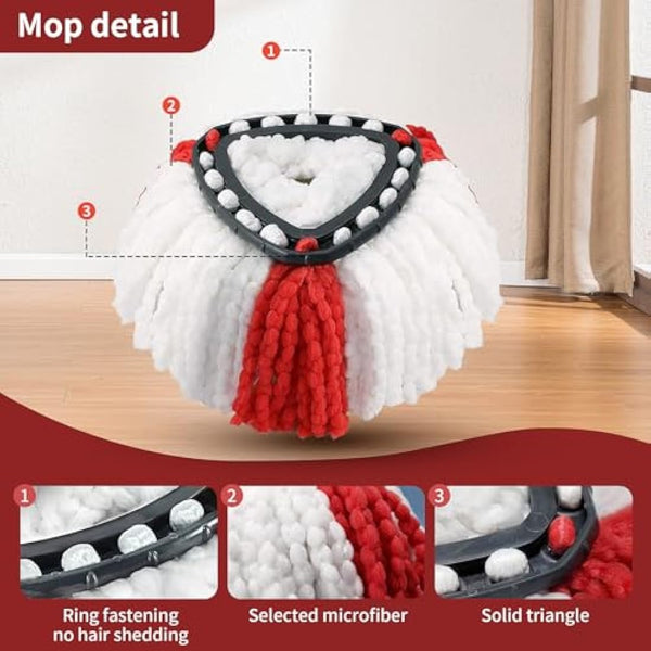 BONBELONG Mop Heads Compatible with Vileda 2-in-1 Turbo Mop Replacement Head Microfibre (Red, 3 Pack)