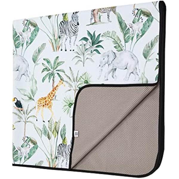 Grow Wild Non Slip Baby Splash Mat for Under High Chair | Waterproof, Washable Messy Floor Protector, Play Mat for Toddlers, Kids Craft (Tropical Jungle)