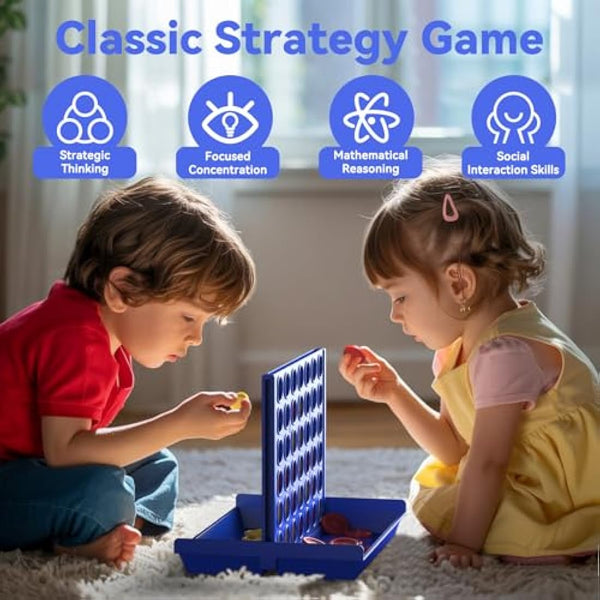 Pup Go 4 in a Row Classic Board Game for Kids Ages 3-8, 8.2 x 5.9 inches with 6 Spare Discs, Perfect Educational Family Toy for Boys & Girls, 2 Player Strategy Game, Foldable Design