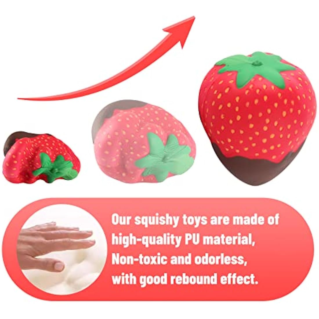 Anboor Squishy Toy Strawberry Chocolate Cream Slow Rising Kawaii Scented Soft Fruit Squishies Toys Prime 1Pcs, 9cm x 8cm x 10cm, Red, 6+