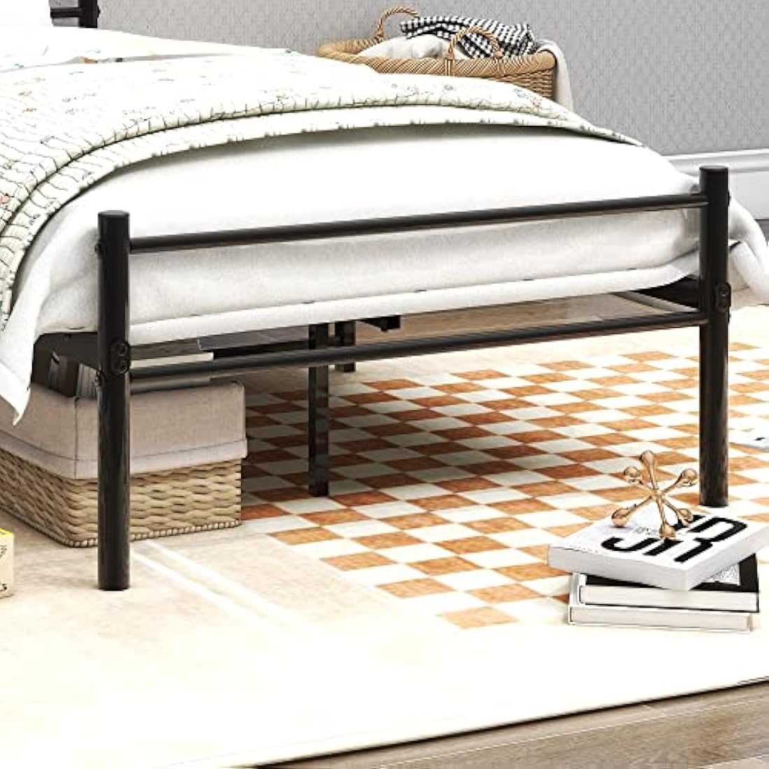 Diahomy Single Bed Frames 3ft Metal Platform Bed Frame with Headboard and Footboard/Heavy Duty/Mattress Foundation/Under Bed Storage/For Adults,Kids, Teenagers/Black