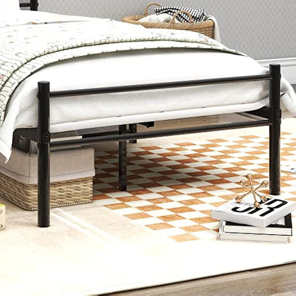 Diahomy Single Bed Frames 3ft Metal Platform Bed Frame with Headboard and Footboard/Heavy Duty/Mattress Foundation/Under Bed Storage/For Adults,Kids, Teenagers/Black