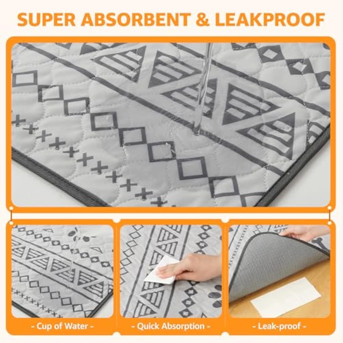 PICK FOR LIFE Reusable Puppy Pads, 2 Pack Washable Puppy Pads, Super Absorbent Leak-Proof and Non-Slip Dog Mat Pee Pads for Dog, Fast Drying Training Pads for Home, Playpens, Crates, Car - 122x122cm