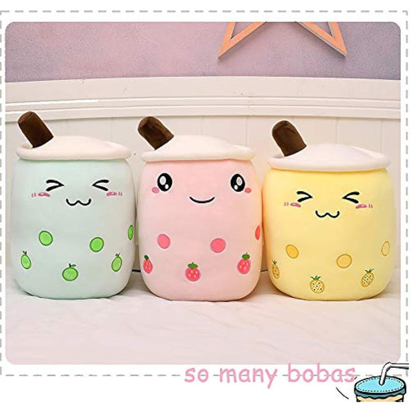 AMOZO Cute Cartoon Boba Milk Tea Soft Plush Doll, Giant Boba Bubble Plushie Stuffed Tea Cup Pillow Gift Toys(Green,35cm)