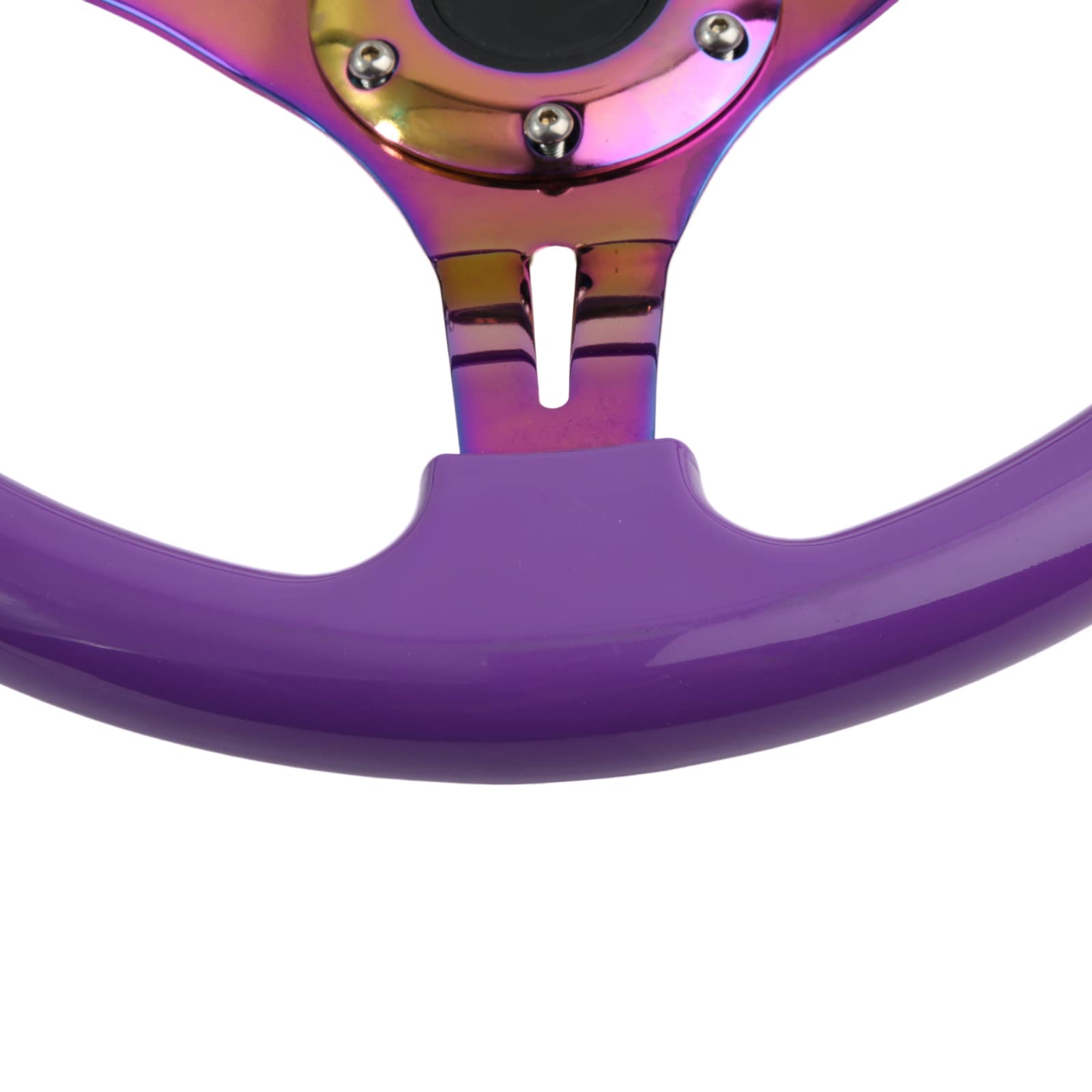 350mm Green Racing Steering Wheel Neo Chrome Spoke Universal 6 Bolts 45mm Deep Dish Classic ABS Wood Steering Wheel with Horn Button