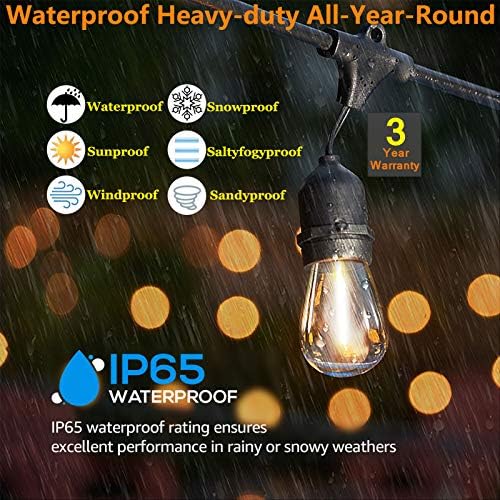 Meidaoduo 15M Festoon Lights Outdoor IP65 50FT Outdoor String Lights with 15+1 Shatterproof Bulbs 2700K for Patio Pergola Gazebo Backyard Fence Garden Lights Linkable
