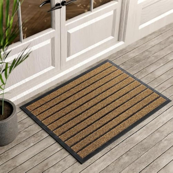 ubdyo Door Mats Indoor - Extra Durable Dirt Trapping Indoor Mats - Non-slip Rubber Rubber Door Mat - Low Profile Welcome Mat - (61 x 91 cm, Bright Brown)