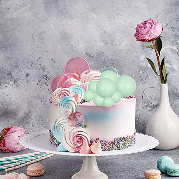 Gyufise 30Pcs Balls Cake Topper Mini Balloons Cake Toppers Foam Ball Cake Decorations Balloon Cake Topper Ball Shaped Cake Insert Topper for Birthday Party Baby Shower Decor Rose Green