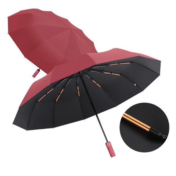 Maibar Umbrella Windproof Strong 24 Ribs Compact Umbrellas Sun UV Protection spf 50 Folding Travel Large Auto Open Close Umbrellas Umbrella (Black)