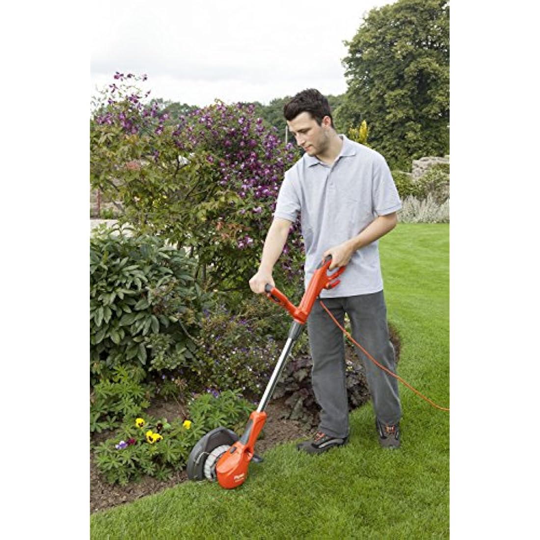 Flymo Contour 500E Electric Grass Trimmer and Edger, 500 W, Cutting Width 25 cm, Orange