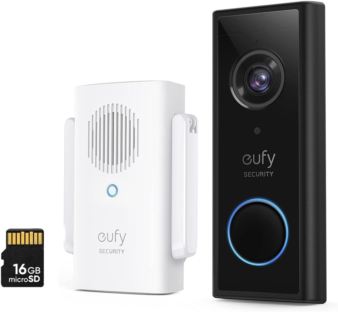 eufy Security Video Doorbell Wireless S220 2K (Battery-Powered) with Chime, No Monthly Fee, On-Device AI for Human Detection, 16GB Local Storage, Simple Self-Installation, 2-Way Audio Doorbell Camera