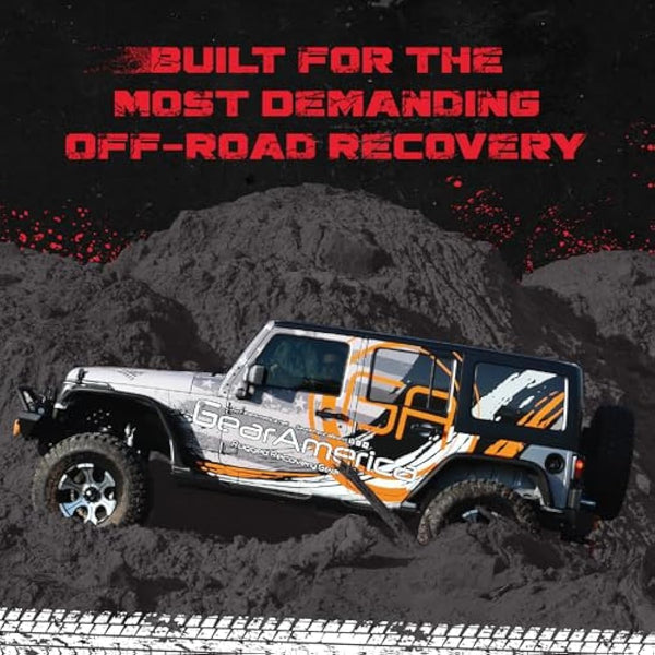 GearAmerica Tree Saver Winch Strap 3" X8' Heavy Duty 35,000 Lbs (17.5 Tons) Strength Off-Road Towing Rope for Jeep Or Truck Reinforced Loops with Orange Storage Bag