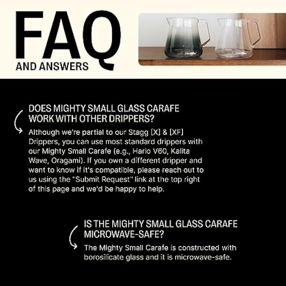 Fellow Mighty Small Glass Carafe - Manual Pour Over Coffee Beaker and Tea Steeper, Borosilicate Glass Decanter, 16.9 oz Clear Container