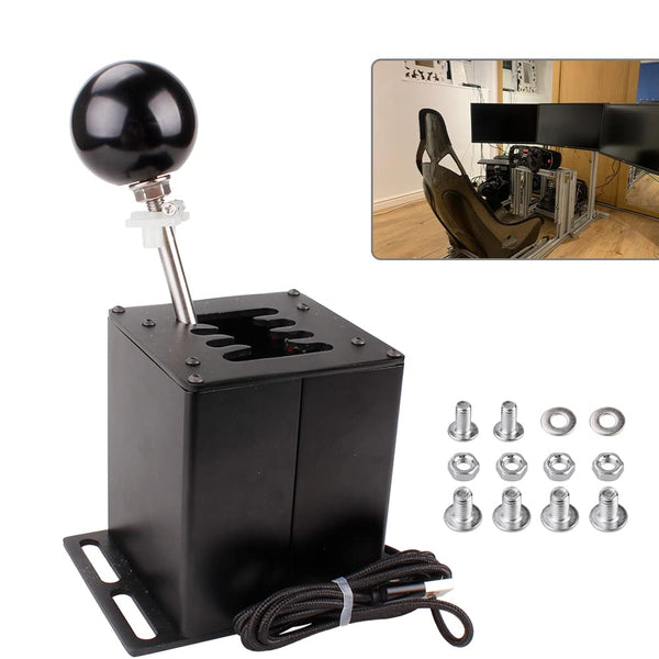 muge racing USB Simulator Shifter, Compatible with Logitech G29 G27 G25 G920 Thrustmaster T300RS/GT Steering Wheel Sequential H Gear Shifter Compatible with ATS ETS Dust WRC Sim Racing Games 7+R