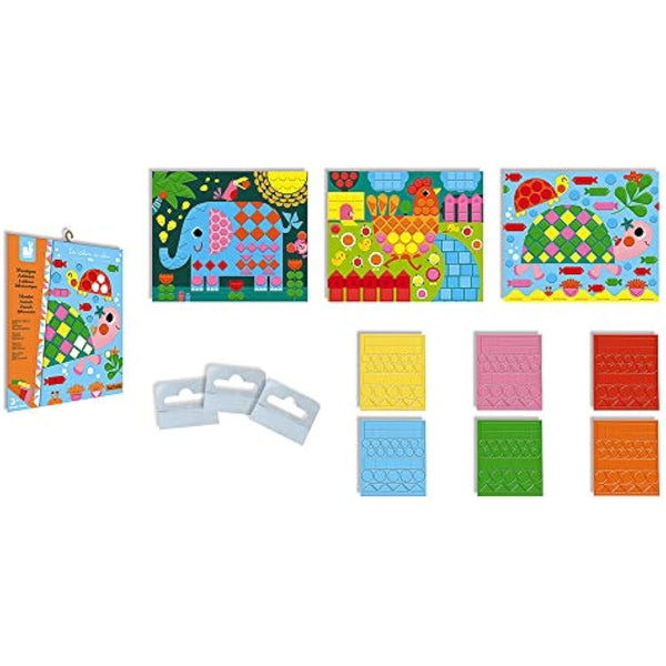 Janod - From 3 years old - Creative Kit - Animal Mosaics - Les Ateliers du Calme - Creative Leisure - Dexterity and Concentration - J07899