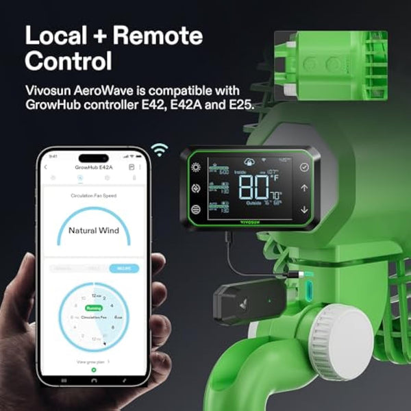 VIVOSUN Pack of 2 AeroWave E6 Grow Tent Fan 15 cm, EC Motor, Smart WiFi Control, US-Patented Clip Fan with Automatic Oscillation, Weatherproof according to IP-54 for Hydroponic Ventilation