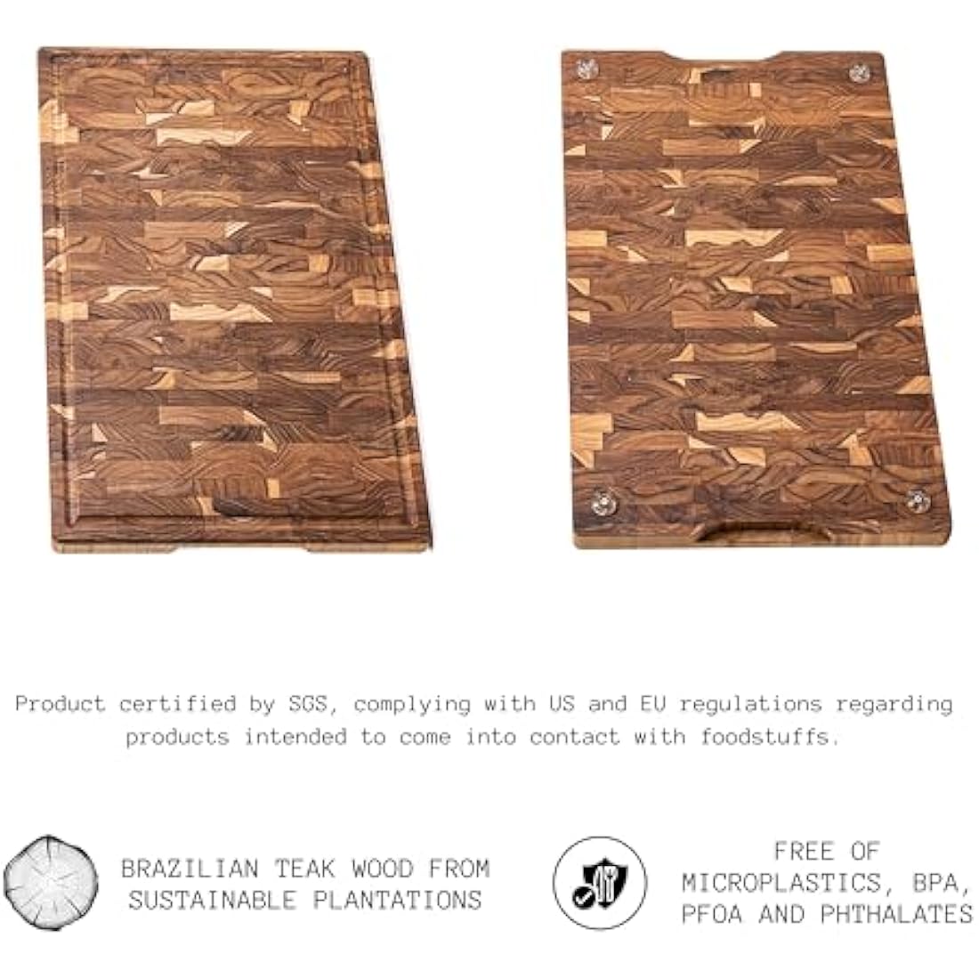 Erreke Wooden Chopping Boards, End Grain Extra Large Teak Wood Chopping Board, Non-Slip Feet, Ideal for Kitchen or Barbecue, Serve or Chop Food Meat Cheese Bread, 58 x 38 x 3.2 cm (with Juice Groove)