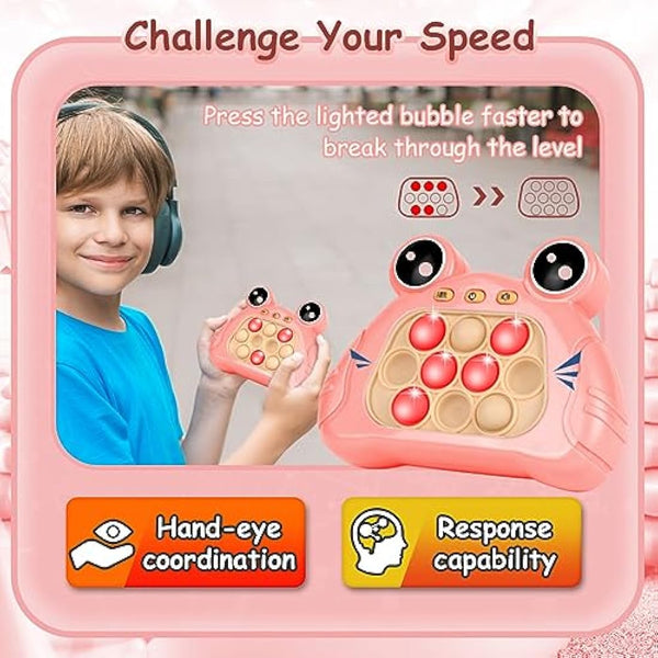 Ainiv Pop Game Sensory Fidget Toys, Light Up Pattern Popping Handheld Game, Puzzle Bubble Controller Machine, Ball Push Stress Toys Fun Present for Kids and Aldults, Pink Frog