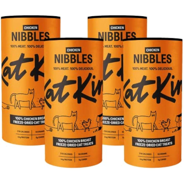 KatKin Chicken Nibbles 4 pack (4x50g Tubes): 100% Chicken Breast Freeze-Dried Cat Treats – Delicious Fresh Chicken; Freeze-Dried to Protect Nutrition; Made in the UK for Cats and Kitten