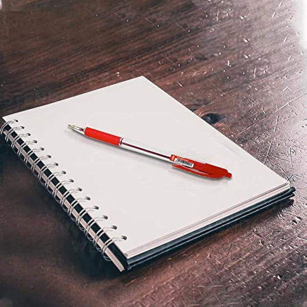 Cello Red Ballpoint Pens - Premium Retractable Biro Pens with Ergonomic Grip, Medium Point 1.0mm, Pack of 12 - Ideal for Office, School & Home Writing, Red Pen