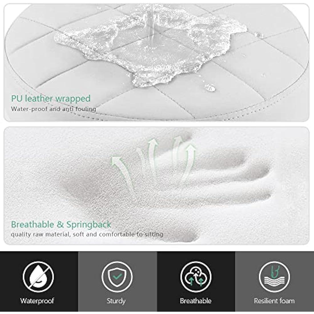 FURWOO Roller Seat PU Leather Low Round Rolling Floor Stool with Universal Caster Wheels for Home Fitness Sport Pedicure Stool, H：25.5cm(White)