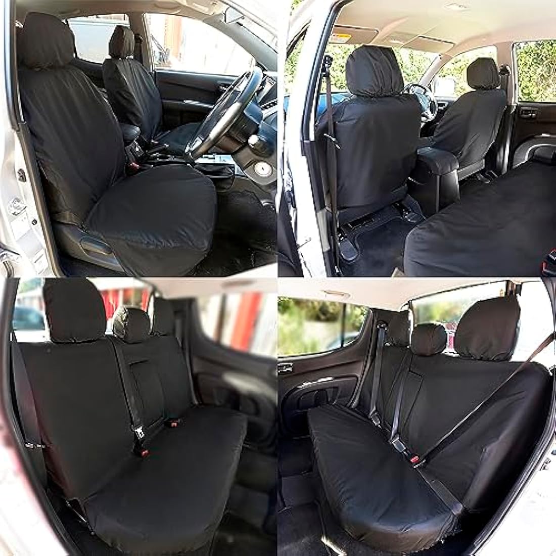 My Van Seat Covers | To Fit Mitsubishi L200 Trojan Double Cab Seat Covers 2006-2015 | Tailored Easy to Fit Waterproof | Front & Rear Black - MVSC151B-152BAD25