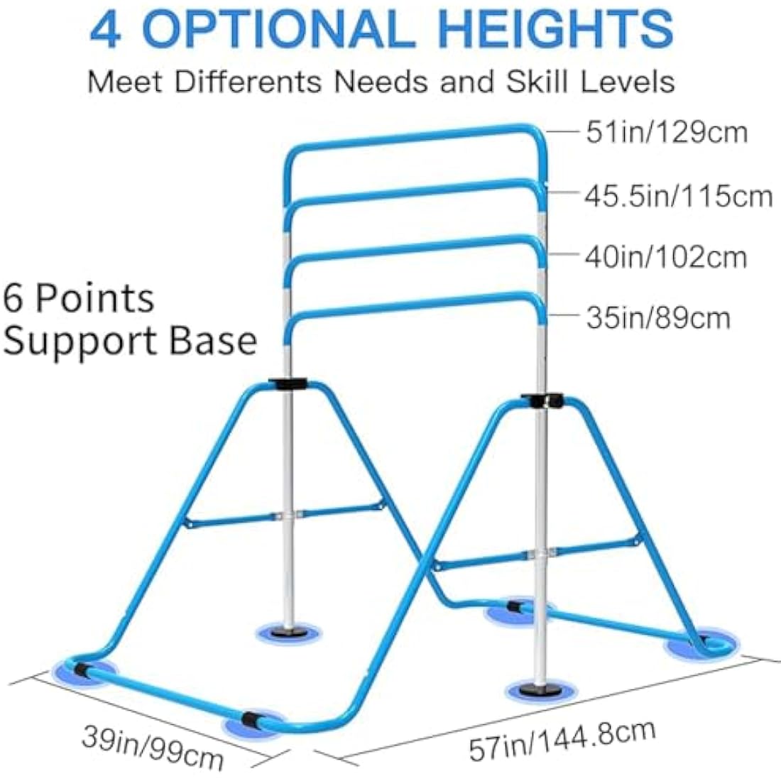 EVERYMILE Gymnastics Bars, Junior Training Kip Bar Gymnastics Equipment for Home,Adjustable Height Folding Horizontal Bar with Gymnastic Rings for Kid