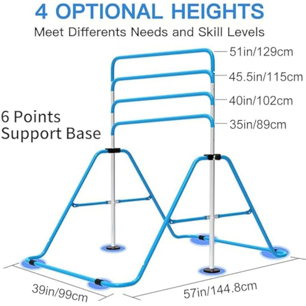 EVERYMILE Gymnastics Bars, Junior Training Kip Bar Gymnastics Equipment for Home,Adjustable Height Folding Horizontal Bar with Gymnastic Rings for Kid