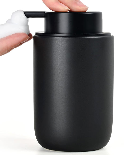 BosilunLife Foam Hand Soap Dispenser - Ceramic Foaming Soap Dispenser for Bathroom 12oz Refillable Liquid Lotion with Rust-Proof Foaming Pump for