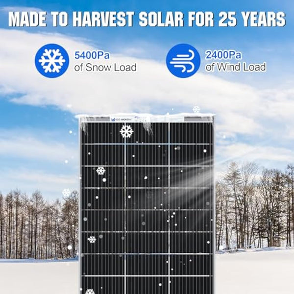 ECO-WORTHY Bifacial 195 Watt 12 Volt Solar Panel 12BB Monocrystalline Double-Sided Power Generation High Efficiency PV Solar Panel for Motorhome, RV, Campervan, Caravan, Boat, Home Off Grid