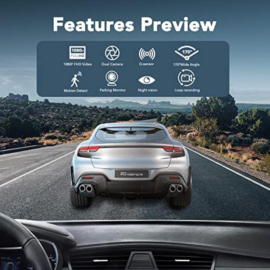 IBAYE Dash Cam Front and Rear, 1080P Full HD Dual Dashcam In Car Dual Dashboard Camera 170°Wide Angle HDR with 3.0" LCD Display Night Vision, Motion Detection, Parking Monitor, G-sensor